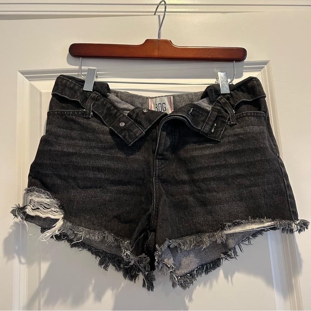 BDG Urban Outfitters Fold Over Waist Black Low Rise Denim Jean Shorts
